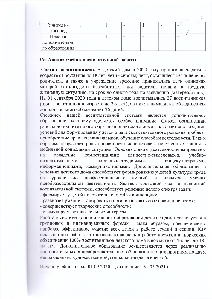 Отчет о самообследовании ГКУ Калязинский детский дом за 2020 год